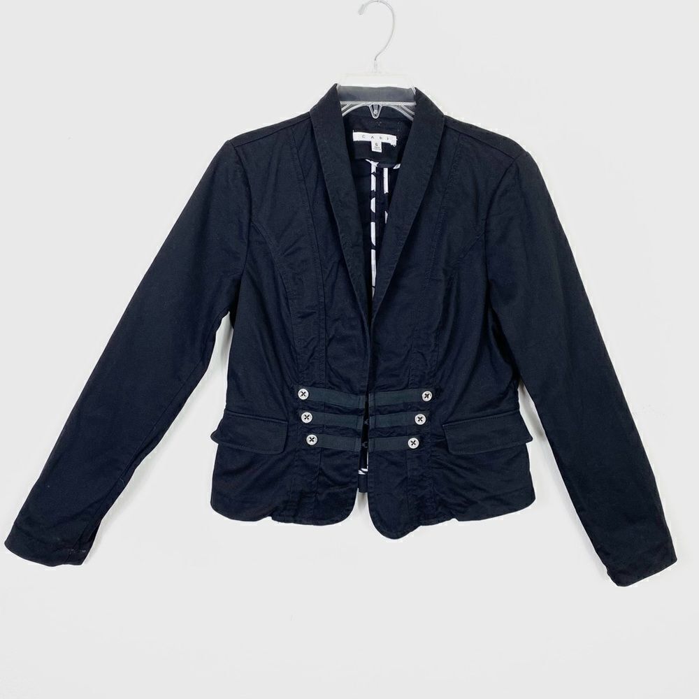 Cabi Black Military Style Button Front Blazer Jacket #329 Size 6